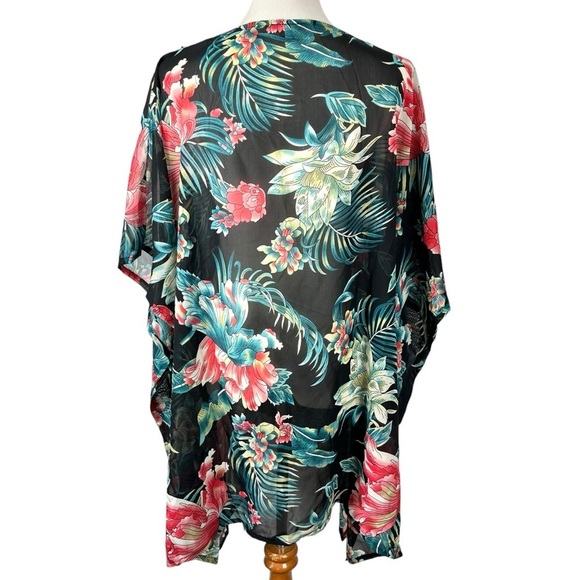 Royal Paisley Tropical Floral Kimono Swimsuit Cover-up Size OSFM - Picture 2 of 9